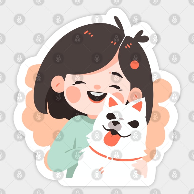 Just a Girl and her dog illustration Sticker by Sara-Design2